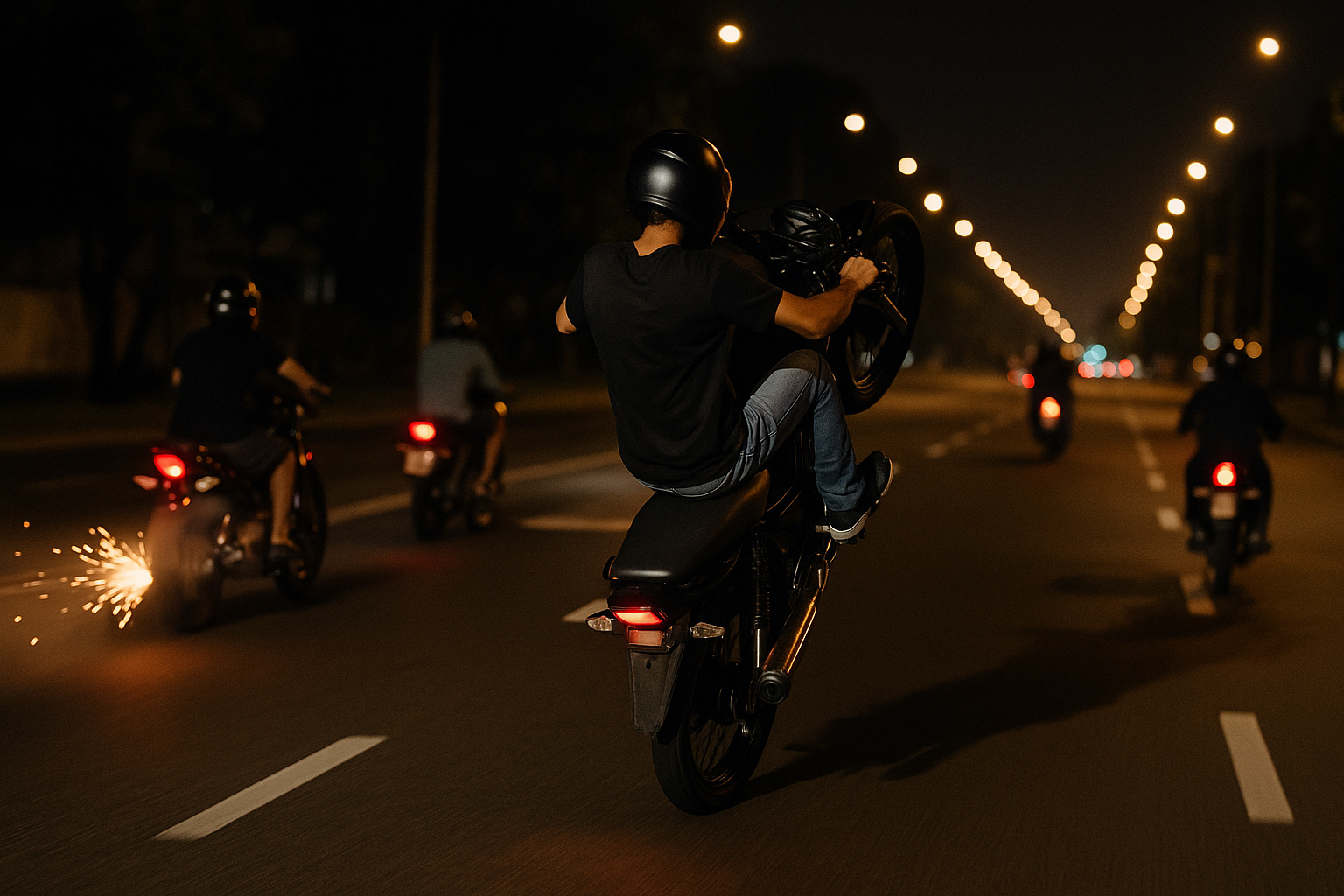 Motoqueiros vandalizam a madrugada manauara