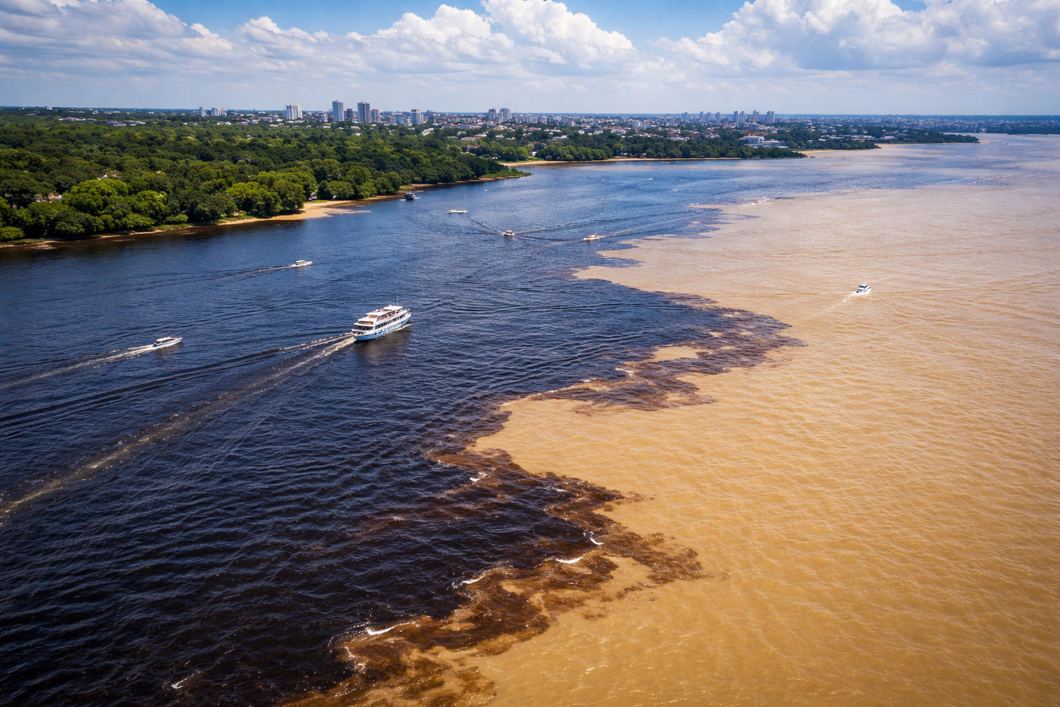 Encontro das Águas: o fenômeno onde dois rios correm lado a lado sem se misturar em Manaus