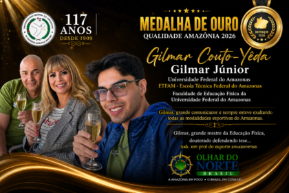 Gilmar Couto-Yêda recebe a Medalha de Ouro Qualidade Amazônia 2026: uma vida dedicada ao esporte, à educação e à comunicação no Amazonas