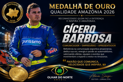Cícero Barbosa: a velocidade da comunicação e a paixão pelo automobilismo são reconhecidas com a Medalha de Ouro Qualidade Amazônia 2026..Quando a paixão pelo esporte encontra o compromisso de informar, o resultado é uma trajetória inspiradora. É exatamente essa história que representa Cícero Barbosa, piloto de kart, narrador esportivo, comunicador e criador de conteúdo especializado em automobilismo, que será homenageado com a Medalha de Ouro Qualidade Amazônia 2026.