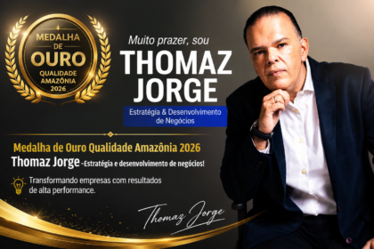 Medalha de Ouro Qualidade Amazônia 2026 homenageia Thomaz Jorge: estratégia, liderança e paixão pela velocidade..A excelência profissional e o compromisso com resultados de alta performance são marcas que definem a trajetória de Thomaz Jorge, homenageado com a Medalha de Ouro Qualidade Amazônia 2026. Reconhecido por sua atuação em Estratégia e Desenvolvimento de Negócios, Thomaz tem contribuído para o crescimento de empresas por meio de soluções inteligentes, planejamento estratégico e uma visão voltada para a inovação.